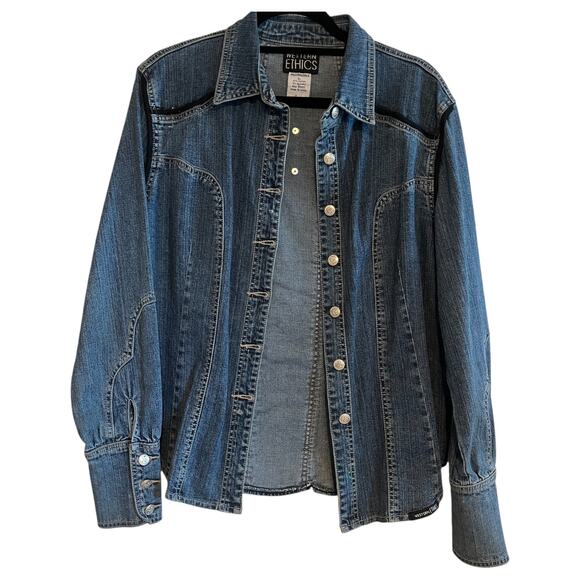 Western Ethics Vintage 90s Studded Denim Jacket Blue Size Large - Picture 1 of 8